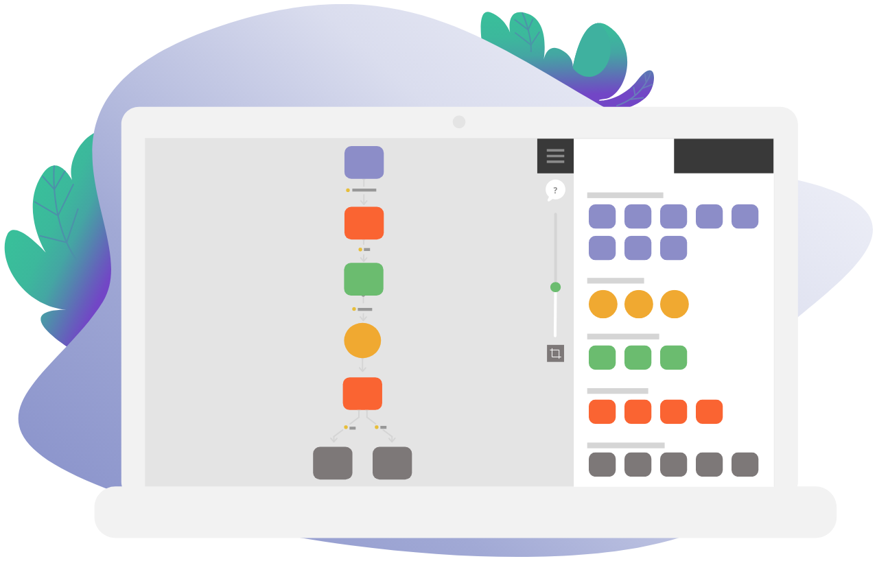 A demonstration of the Loopify Flow app on a laptop. Illustration.