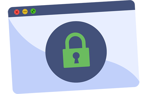 A landing page with a big lock in the middle.  Illustration.