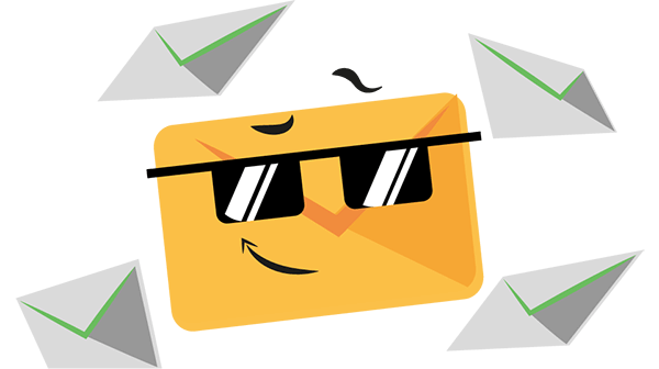 A letter wearing cool sunglasses stands out from the crowd of surrounding letters. Illustration. 